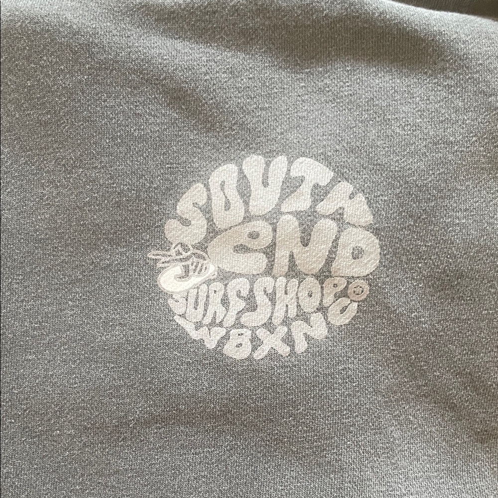 Unisex Gray South End Surf Shop Sweatshirt from Wrightsville Beach, NC